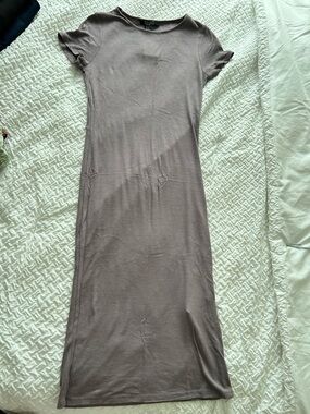 Forever 21 Taupe Short-Sleeve Maxi Dress